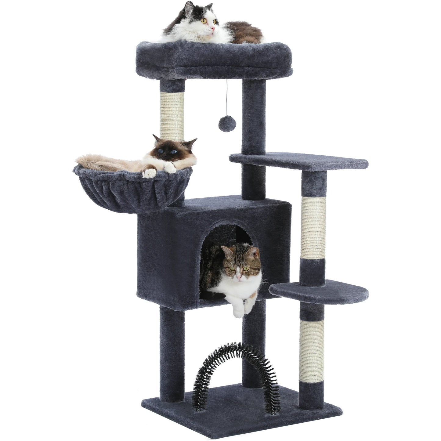 CozyCat Tower: Plush Cat Tree with Hammock, Scratching Posts & Toy