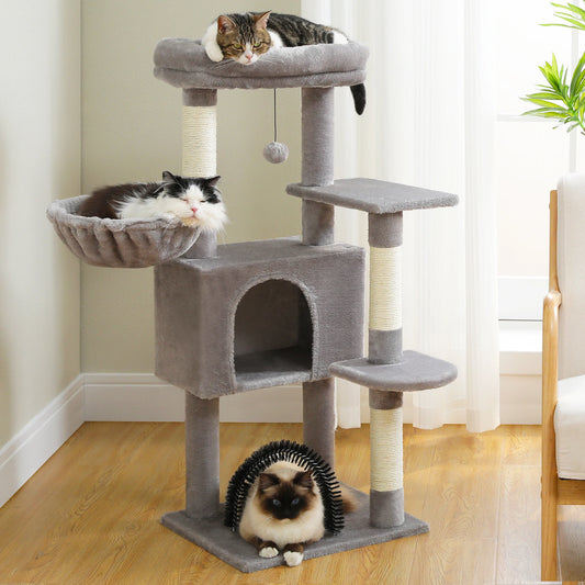 CozyCat Tower: Plush Cat Tree with Hammock, Scratching Posts & Toy