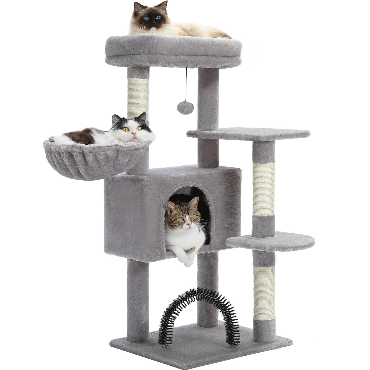 CozyCat Tower: Plush Cat Tree with Hammock, Scratching Posts & Toy